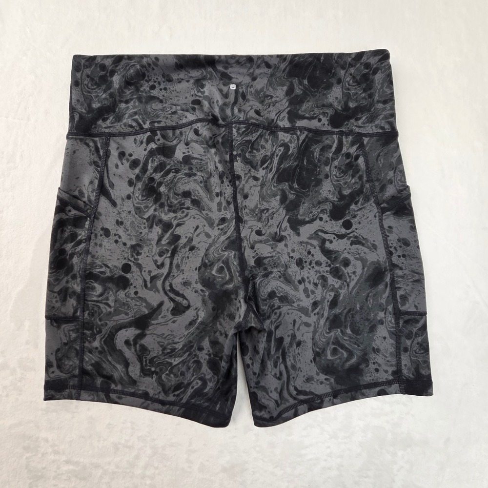 Ideology Bike Shorts Women XL Gray Excellent Marble Print High Rise Pockets - Picture 5 of 5